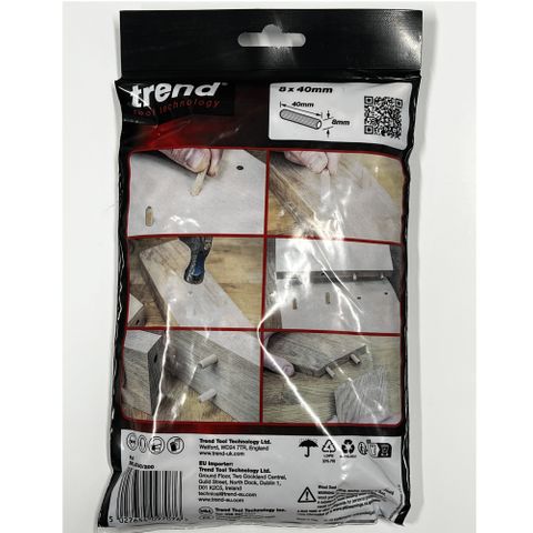 Trend Dowel 8mm x 40mm pack of 200