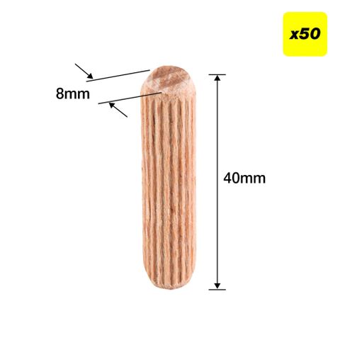 Trend Dowel 8mm x 40mm pack of 200