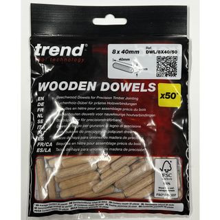 Trend Dowel 8mm x 40mm pack of 50