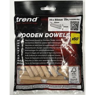 Trend Dowel 10mm x 50mm pack of 50