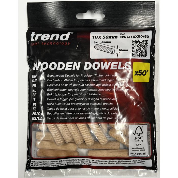 Trend Dowel 10mm x 50mm pack of 50