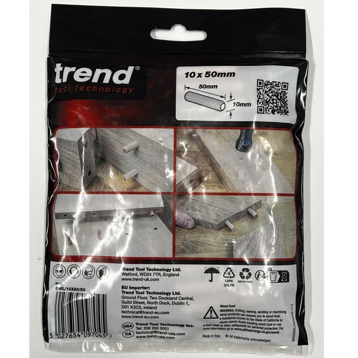 Trend Dowel 10mm x 50mm pack of 50