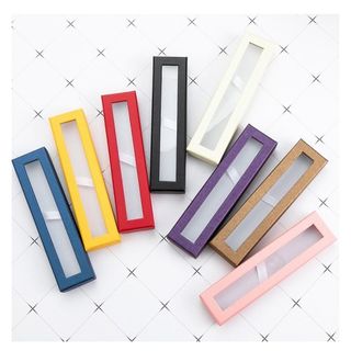 Assorted Coloured Paper Pen Boxes with Plastic Window