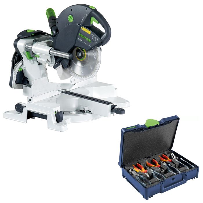 Festool Sliding compound mitre saw Kapex KS 120 with 7 piece Plier set
