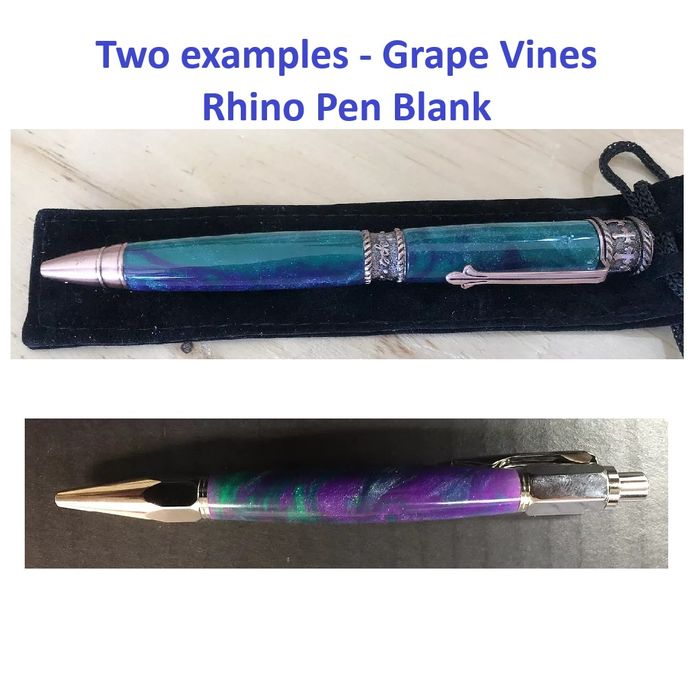 Resin Pen Blank - 22 x 22 x 127mm - Grape Vines Rhino Pen Blank