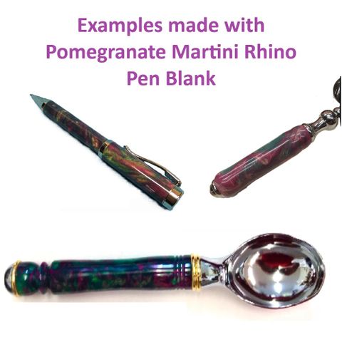Resin Pen Blank - 22 x 22 x 127mm - Pomegranate Martini Rhino Blank
