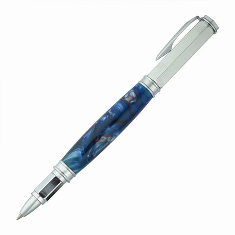Acrylic Pen Blank - 19 x 19 x 127mm - Aquabright Swirl Blue