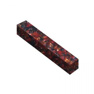 Acrylic Pen Blank 19 x 19 x 127mm. Crush of Red, Gold & Blue