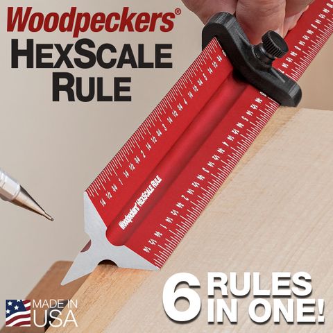 Woodpeckers Hexscale Rule - 300mm (12") & Stop