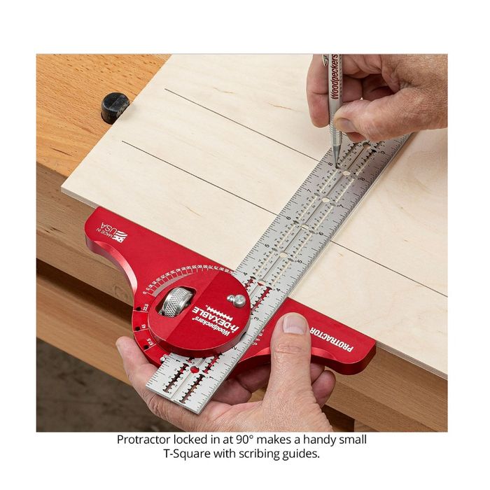 Woodpeckers In-Dexable Protractor with 450mm Blade & Rack-It