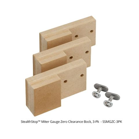 Woodpeckers StealthStop Miter Gauge Zero Clearance Block - 3 Pack