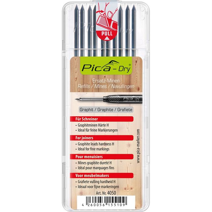 Pica Dry Graphite (H) Lead Refills for Joinery Pack BP