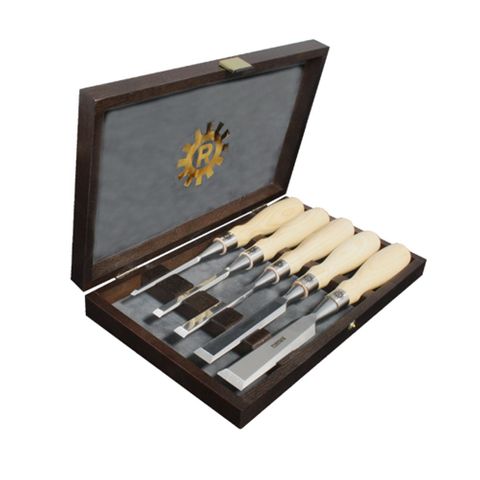 Narex Premium Richter Cryogenic 5pc Bevel Edge Chisel Set in Wooden Case