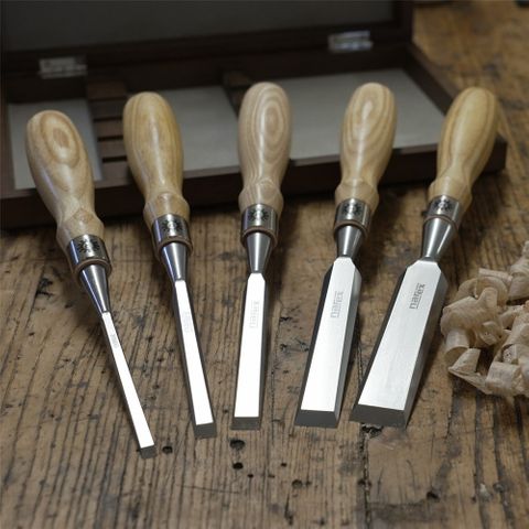 Narex Premium Richter Cryogenic 5pc Bevel Edge Chisel Set in Wooden Case