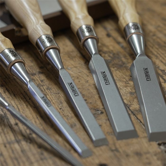 Narex Premium Richter Cryogenic 5pc Bevel Edge Chisel Set in Wooden Case