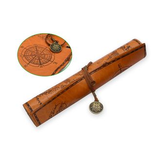 Brown PU Leather Roll Up Pen Case