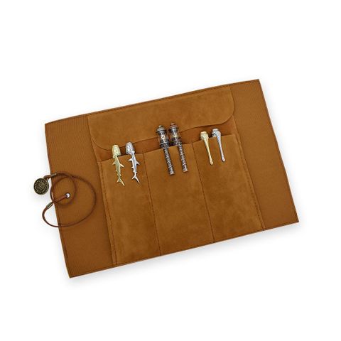 Brown PU Leather Roll UP Pen Case