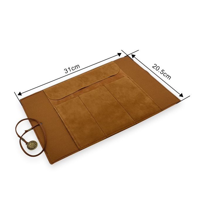 Brown PU Leather Roll UP Pen Case