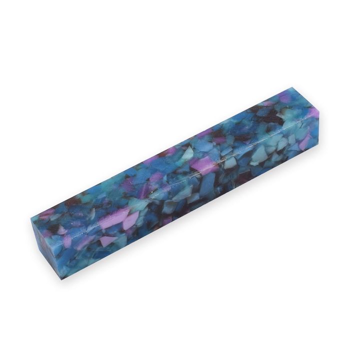 Acrylic Pen Blank 20 x 20 x 130mm.  Blue, purple & black crush