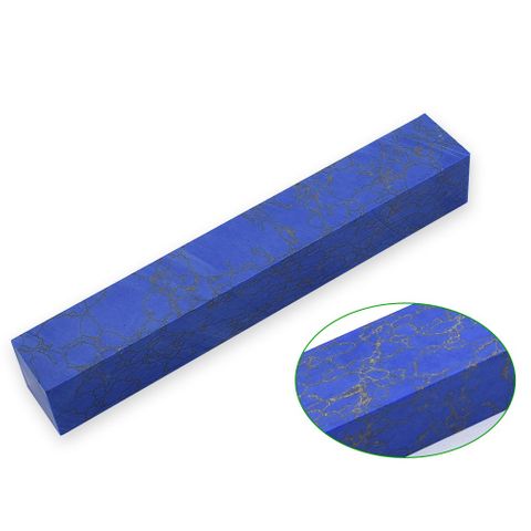 Yunstone Pen Blank 18 x 18 x 130mm. Royal Blue & Gold