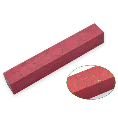 Yunstone Pen Blank 18 x 18 x 130mm. Red & Gold