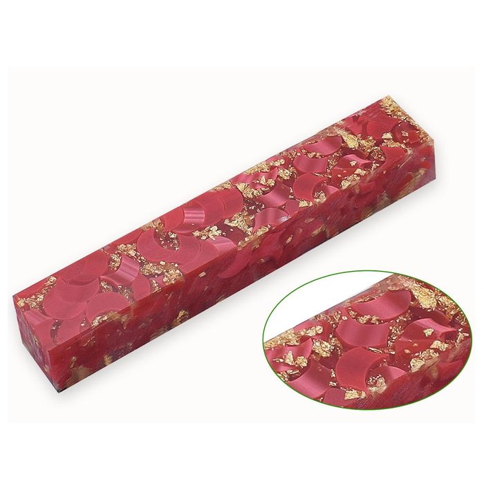 Red Resin Pen Blank - 20 x 20 x 125mm