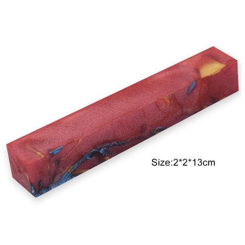 Pearl Resin Pen Blank - 20 x 20 x 130mm - red, blue, gold