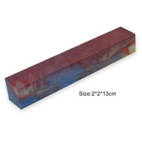 Pearl Resin Pen Blank - 20 x 20 x 130mm - carmine, blue, green & gold