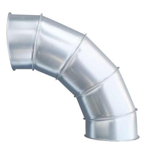Steel Duct 150mm 90 degree bend with rolled edges both ends