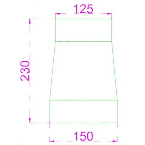Steel Duct reducer 150 to 125 with rolled edge ends
