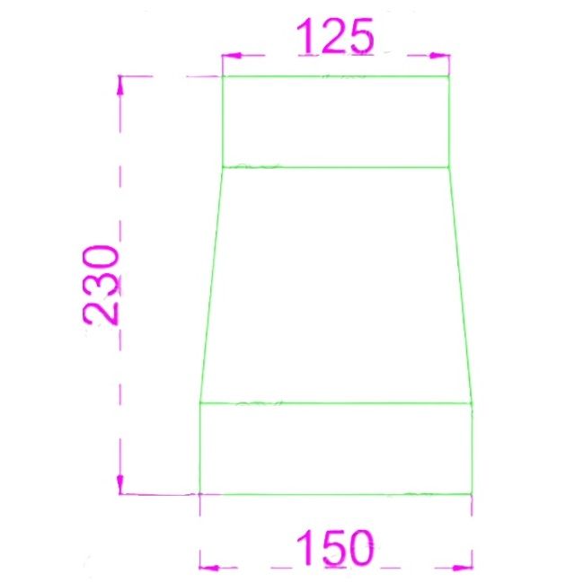 Steel Duct reducer 150 to 125 with rolled edge ends