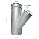 150mm Steel Duct Y Branch with 125mm and 100mm branch