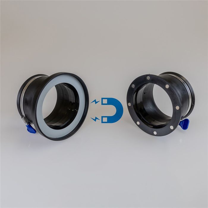 Rubber Fitting Magnetic Dust Connector 100mm Steel Side