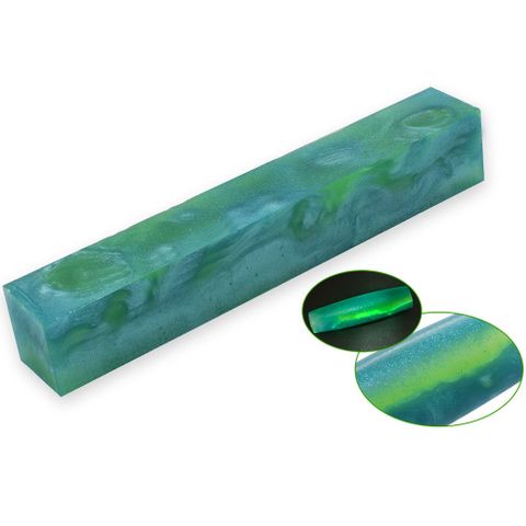 Pearl Glow Resin Pen Blank - 20 x 20 x 130mm - green