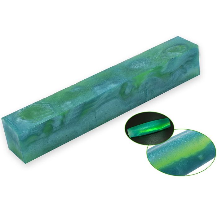 Pearl Glow Resin Pen Blank - 20 x 20 x 130mm - green