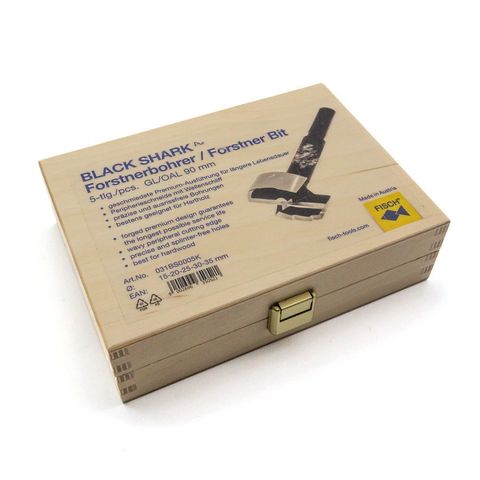 Black Shark Forstner Bit 5 piece set in wooden box ^