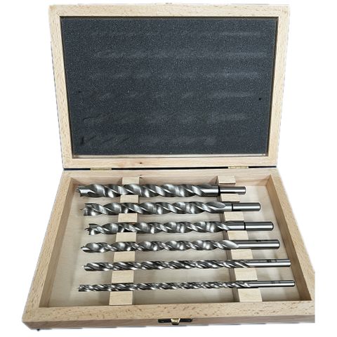 Fisch Wood Twist Drill, 160m long cut, 6 piece set, wood box ^