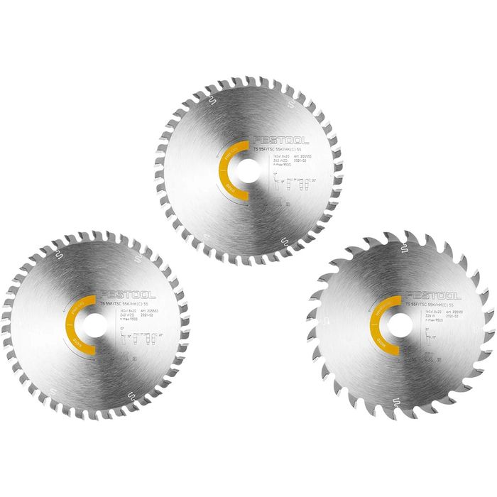 Festool Saw Blade Set 2 x WD42 and 1 x W28 blades Kerf 1.8mm