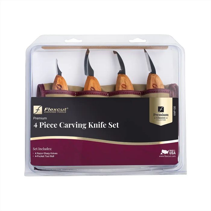 Flexcut Premium 4 Piece Carving Knife set + tool roll