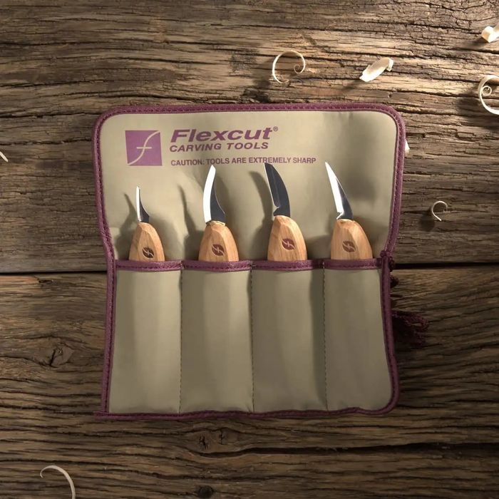 Flexcut Premium 4 Piece Carving Knife set + tool roll