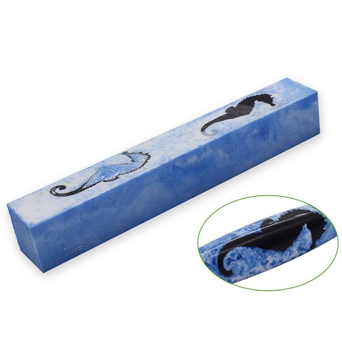 Resin Pen Blank - 20 x 20 x 130mm - sea horse