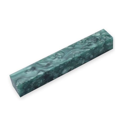 9Acrylic Pen Blank 20 x 20 x 130mm. Crush of Green with White