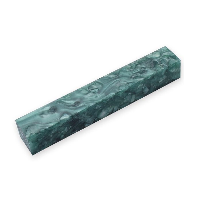 9Acrylic Pen Blank 20 x 20 x 130mm. Crush of Green with White