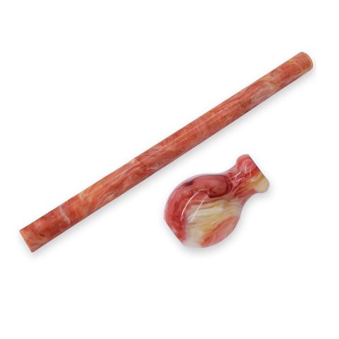 Resin Pen Rod - 18mm diameter, 300mm length. Apricot, white & red (agate)