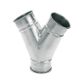 Steel Duct 100mm Y Branch to 2 x 100mm with rolled edge ends