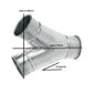 Steel Duct 100mm Y Branch to 2 x 100mm with rolled edge ends