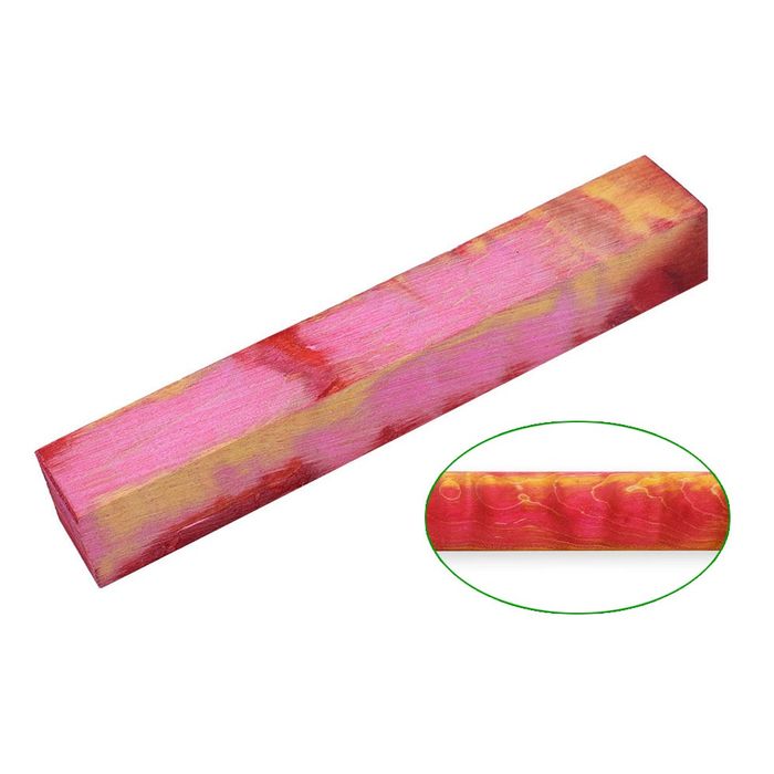 Acrylic Stabilised Blank 20 x 20 x 130mm. Pink & Gold