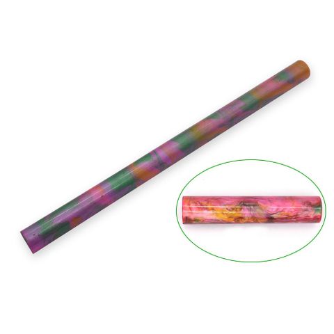 Resin Pen Rod - 18mm diameter, 300mm length. Pink/red & yellow & green