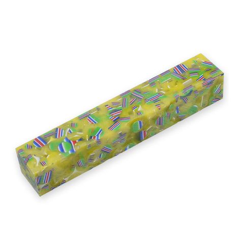 Resin Pen Blank - 20 x 20 x 130mm - neon green polka dot