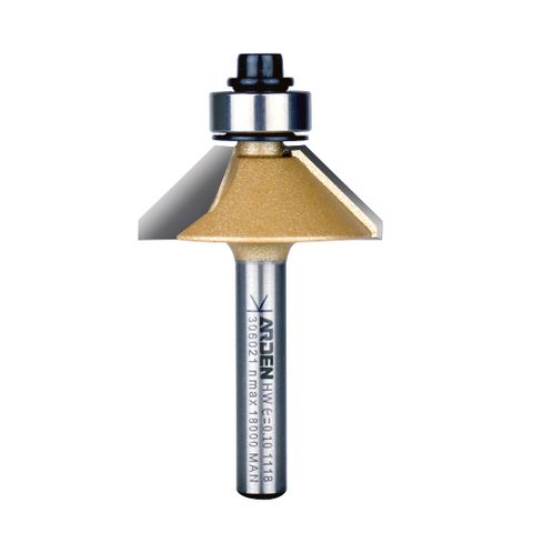 Arden Chamfer Bit with Brg. 1/4in. Shank 20.64 mm Cut Ø 12.7mm Cut L.